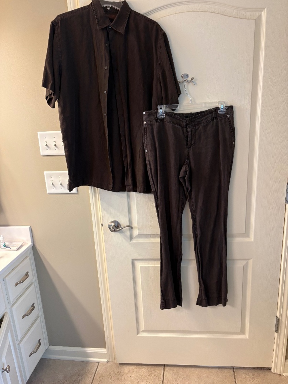 Perry Ellis brown linen shirt and brown linen pants-together or seperate.